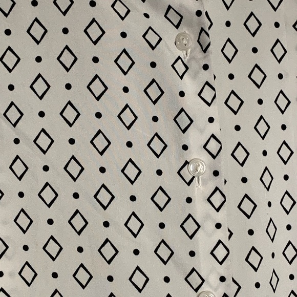 Womens vintage Stuart Randolph sz 10 b&w diamond/polka dot long sleeve shirt - Picture 3 of 5